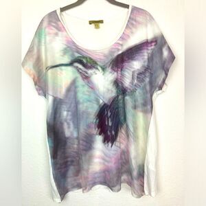 Bandolera Hummingbird screened top netting over printed top EU 44